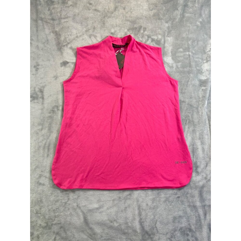 Skhoop Shirt Women's Small pink sleeveless V-Neck blouse NWT and Necklace